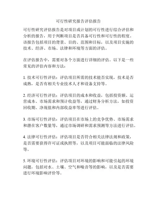 可行性研究报告评估报告