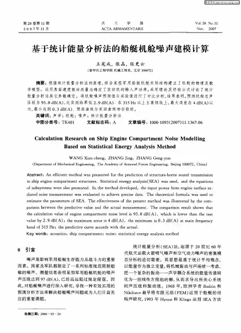基于统计能量分析法的船艇机舱噪声建模计算