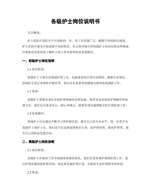 各级护士岗位说明书