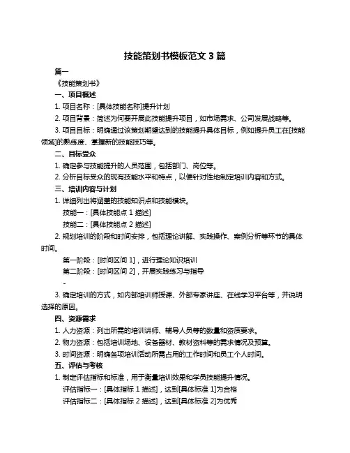 技能策划书模板范文3篇