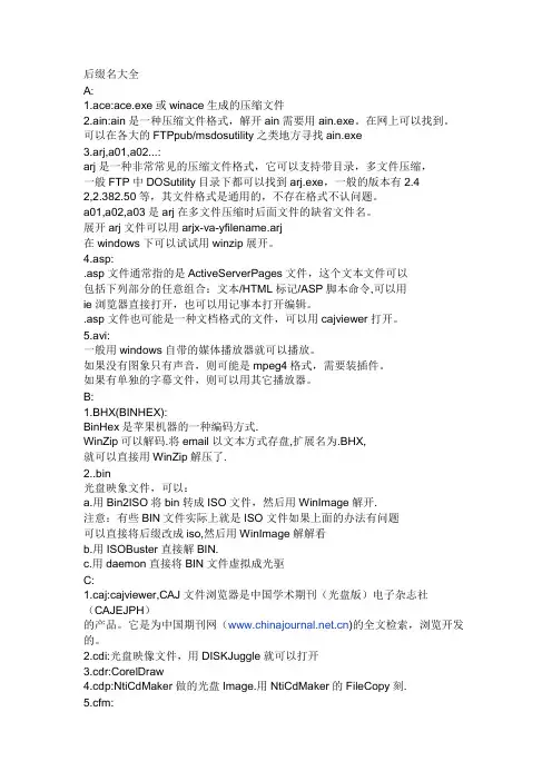 文件后辍名解释大全