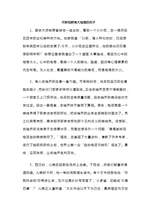 怀新视野有大格局的例子