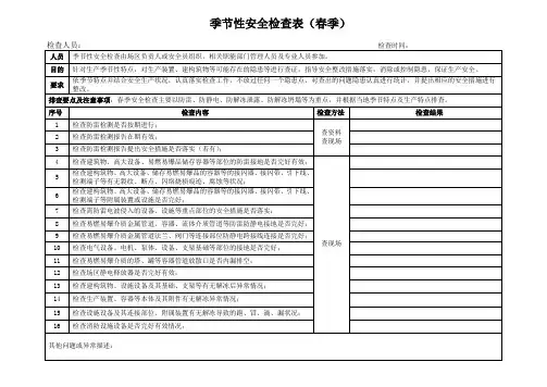 春季安全检查表