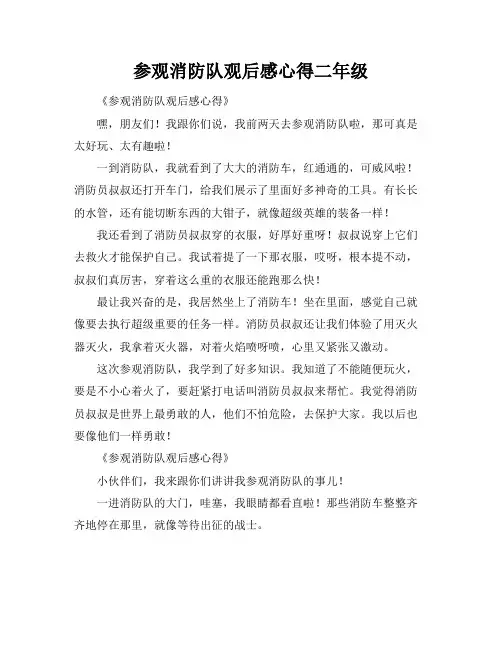 参观消防队观后感心得二年级