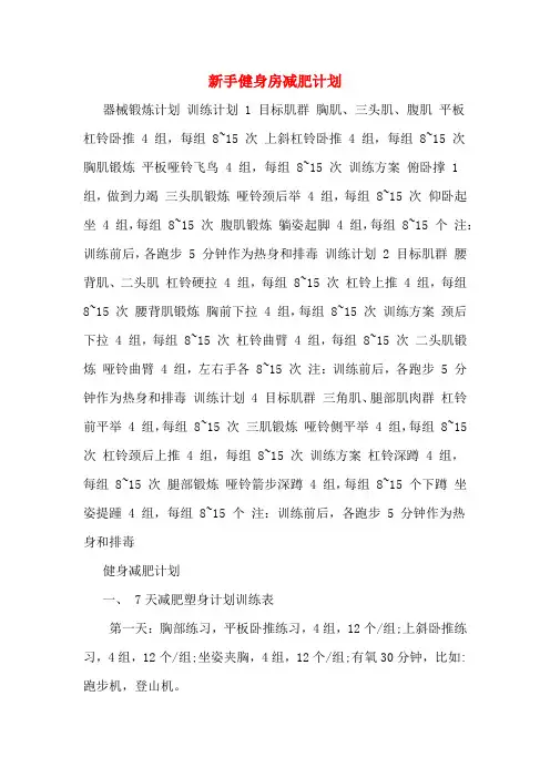 新手健身房减肥计划