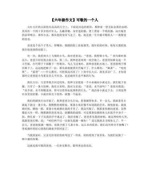 【六年级作文】可敬的一个人