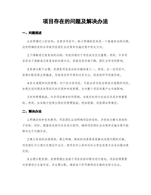 项目存在的问题及解决办法
