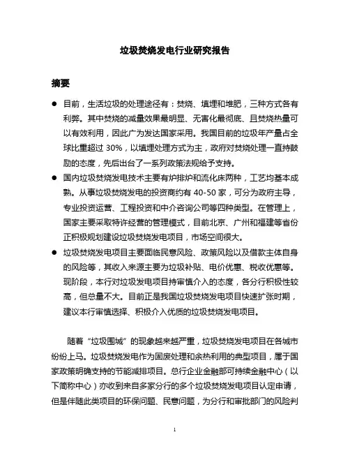 垃圾焚烧发电研究报告