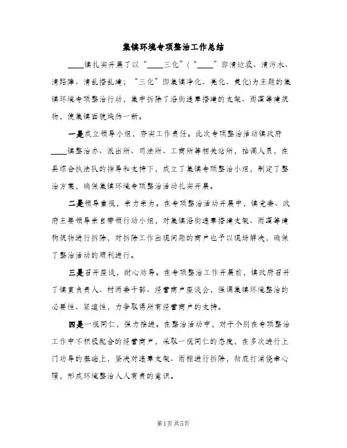 集镇环境专项整治工作总结（2篇）