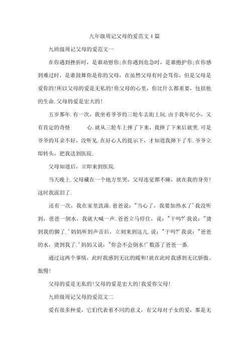 九年级周记父母的爱范文4篇