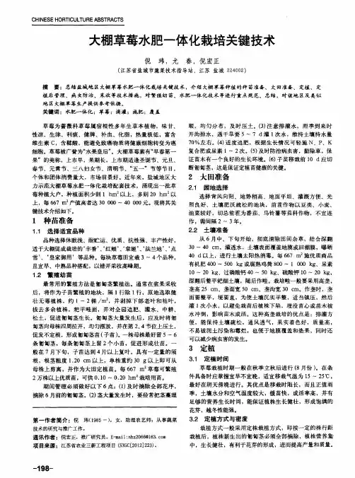 大棚草莓水肥一体化栽培关键技术