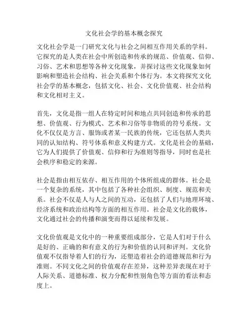 文化社会学的基本概念探究