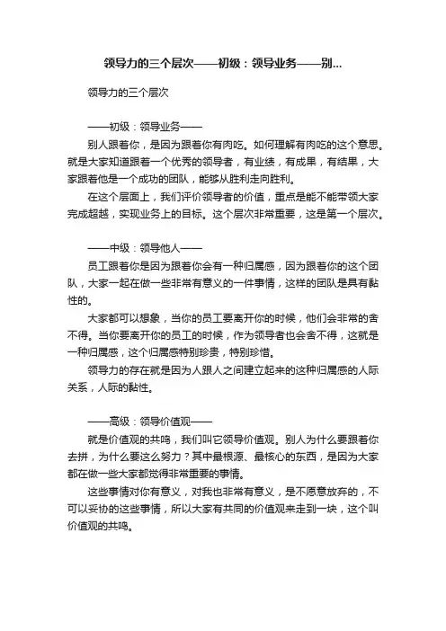 领导力的三个层次——初级：领导业务——别...