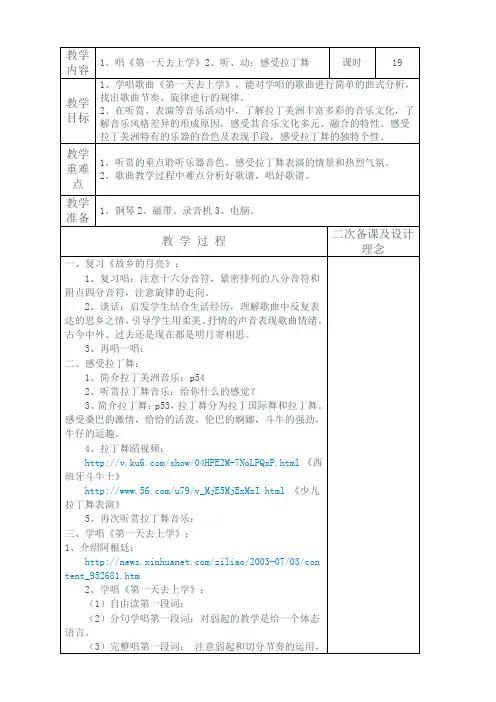 【最新苏教版音乐教案】【17页精品】国标苏少版小学音乐六年级下册全册教案