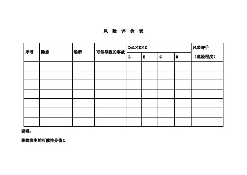 风险评价表