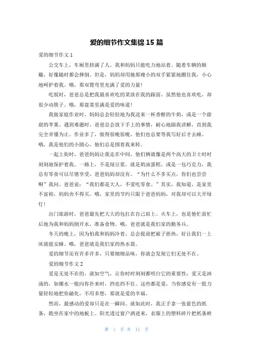爱的细节作文集锦15篇