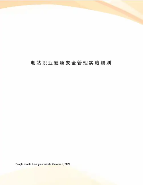 电站职业健康安全管理实施细则