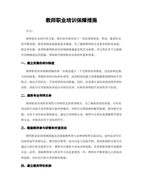 教师职业培训保障措施