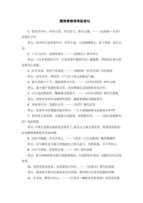 赞美青春芳华的诗句
