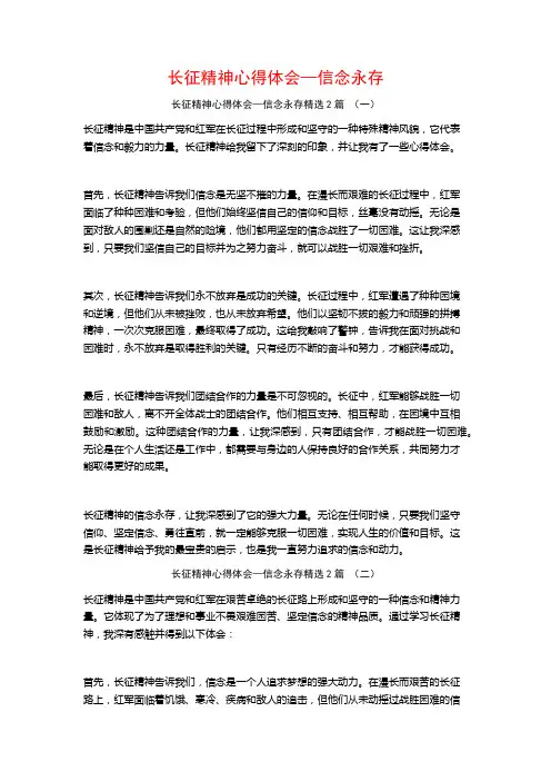 长征精神心得体会—信念永存2篇
