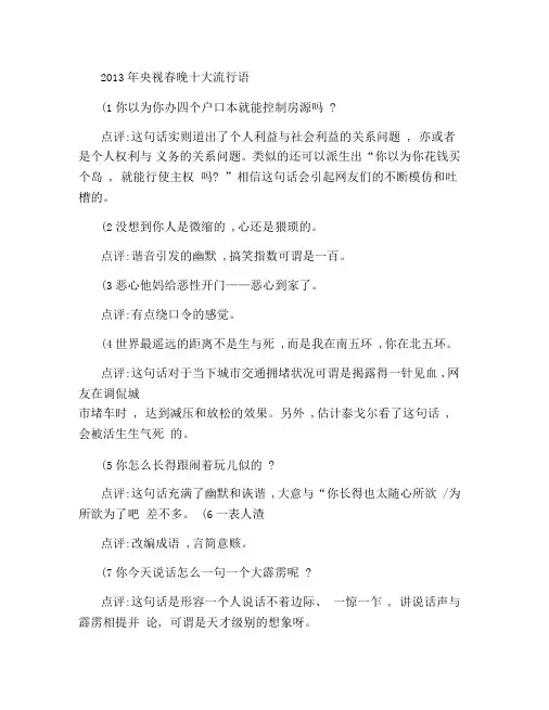 2013年央视春晚十大流行语.