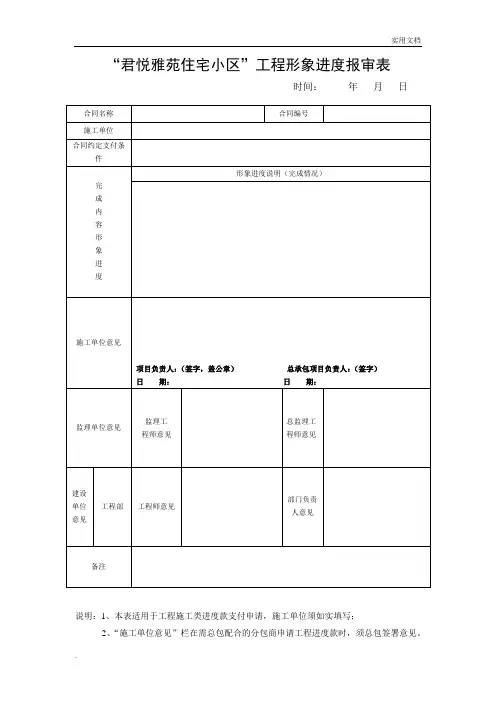 工程形象进度报审表