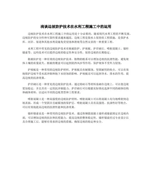 浅谈边坡防护技术在水利工程施工中的运用
