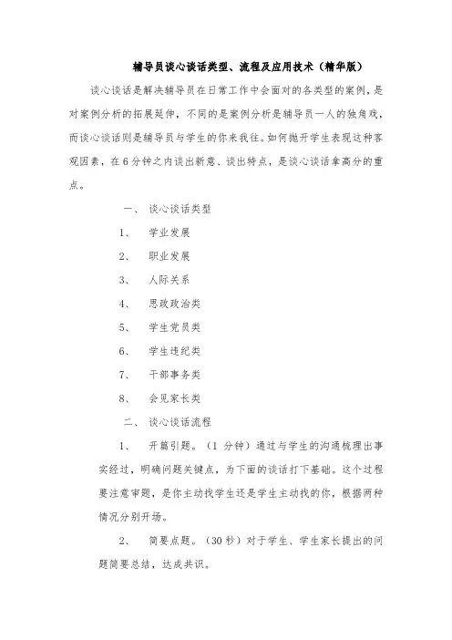 辅导员谈心谈话类型、流程及应用技术(精华版)