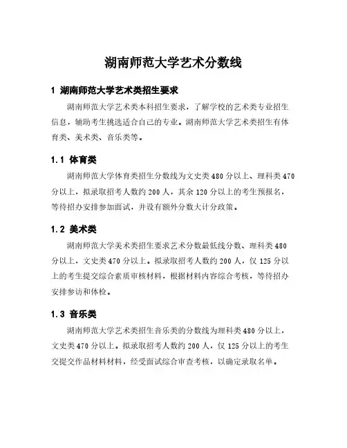 湖南师范大学艺术分数线