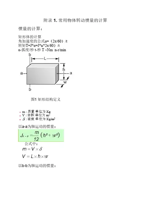 (仅供参考)常用机构的转动惯量与扭矩----的计算