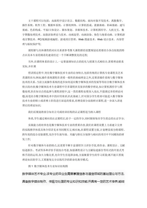 数字媒体技术专业课程设置
