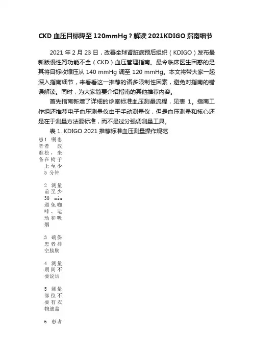 CKD血压目标降至120mmHg？解读2021KDIGO指南细节