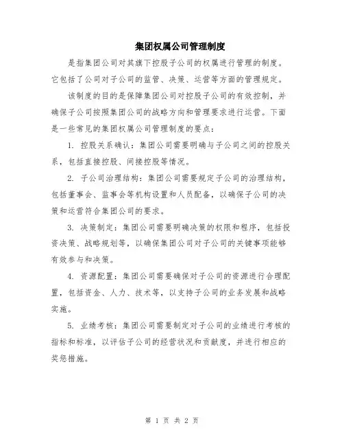集团权属公司管理制度