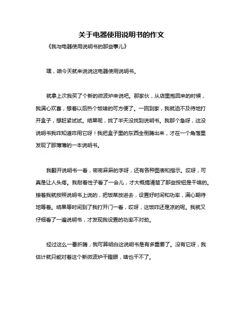 关于电器使用说明书的作文
