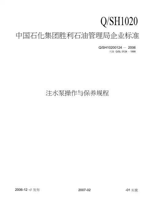 注水泵操作与保养讲解