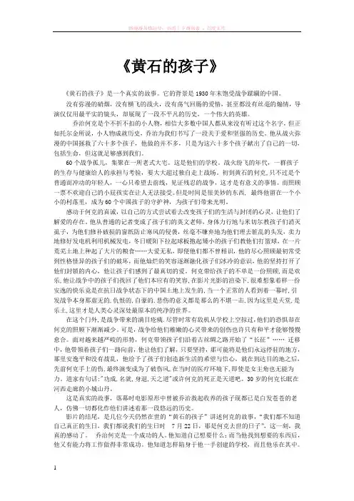 黄石的孩子的观后感