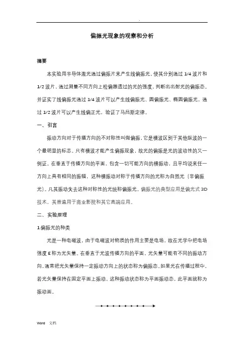 偏振光现象的观察和分析