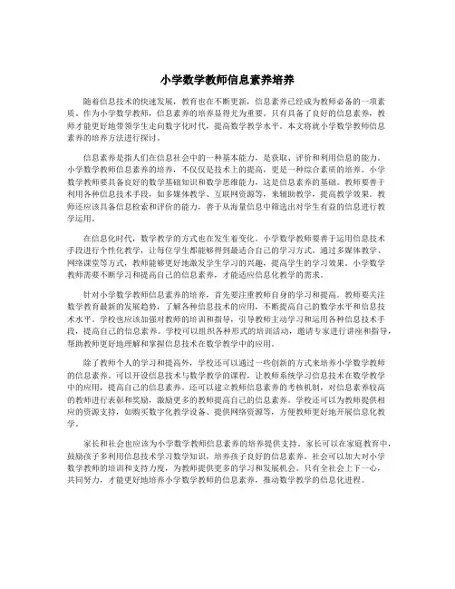小学数学教师信息素养培养