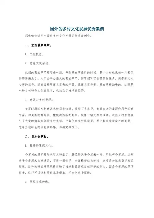 国外的乡村文化发展优秀案例