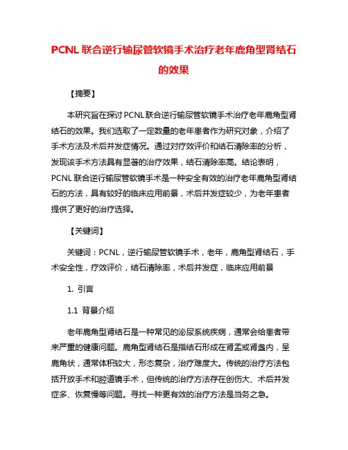 PCNL联合逆行输尿管软镜手术治疗老年鹿角型肾结石的效果