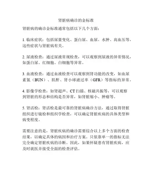 肾脏病确诊的金标准