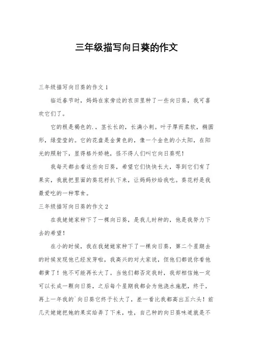 三年级描写向日葵的作文