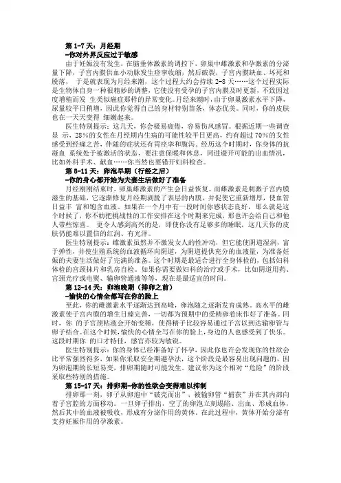 女人每月身体欲望周期变化