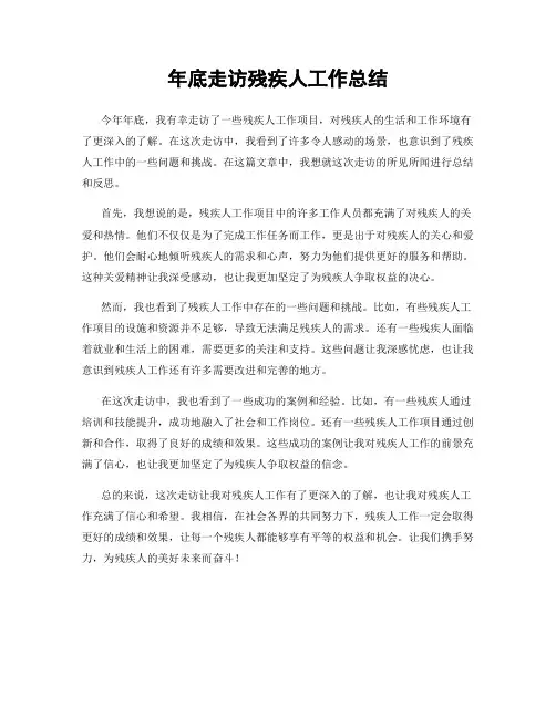 年底走访残疾人工作总结