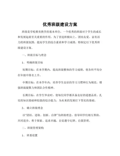 优秀班级建设方案