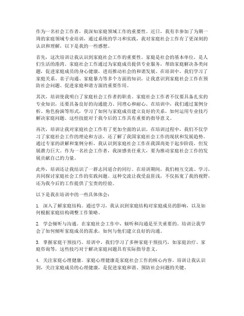 社工家庭领域培训感想