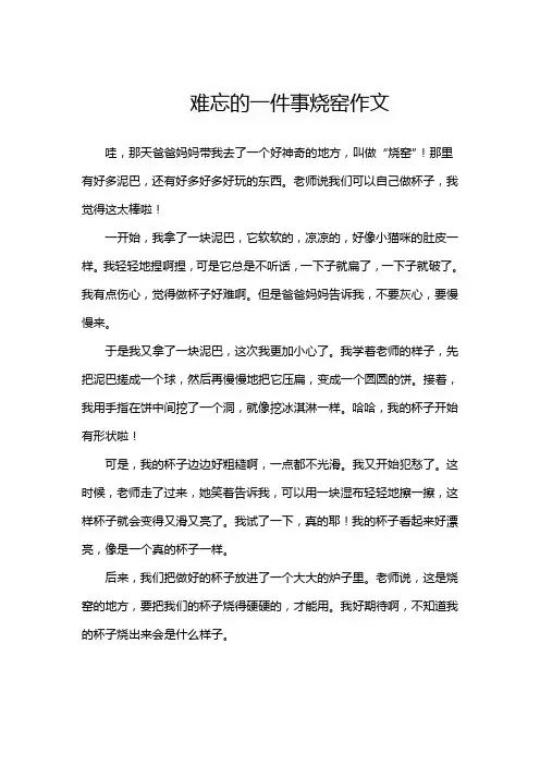 难忘的一件事烧窑作文