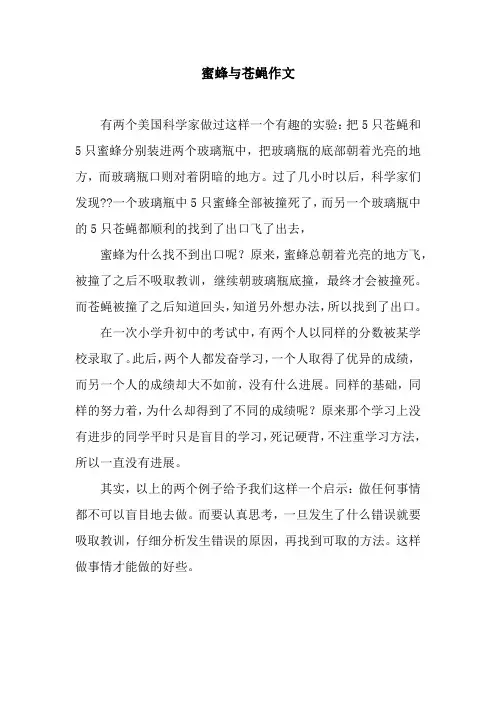 蜜蜂与苍蝇作文