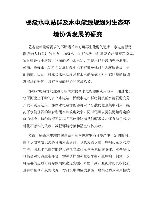 梯级水电站群及水电能源规划对生态环境协调发展的研究