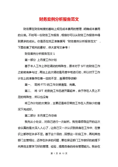 财务案例分析报告范文